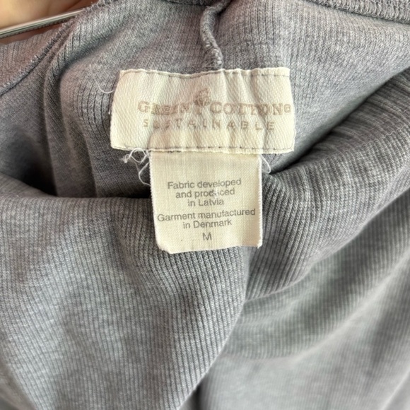 Green Cotton Sustainable Lounge Pants Medium Gray Ribbed Pull On Denmark Granola - Picture 4 of 8